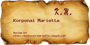 Korponai Marietta névjegykártya